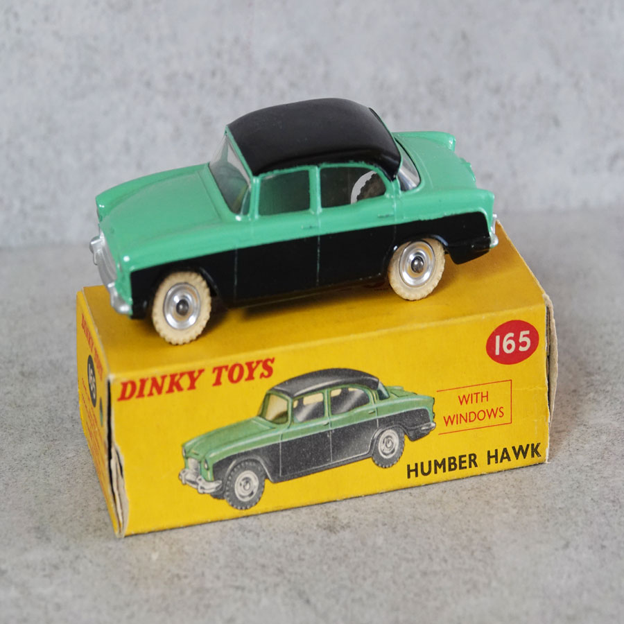 Dinky 165 Humber Hawk green-black chrome hubs white tyres