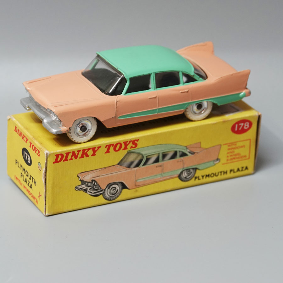 Dinky 178 Plymouth Plaza dark salmon pink and green