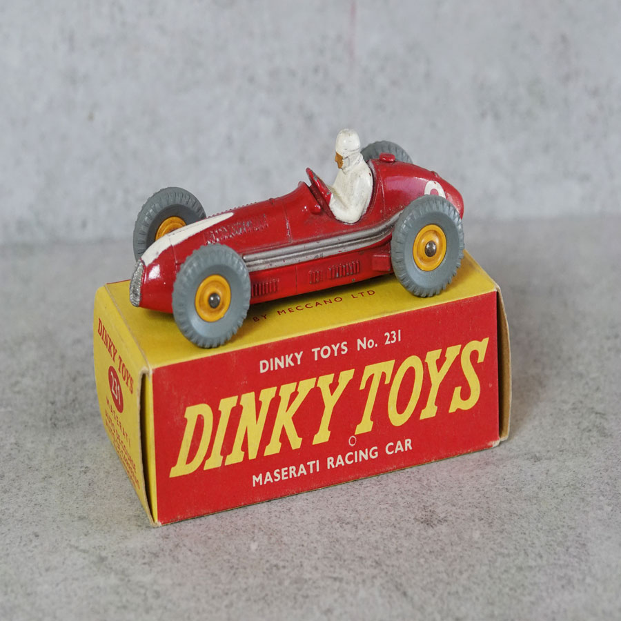 Dinky 231 Maserati racing car red with yellow hubs