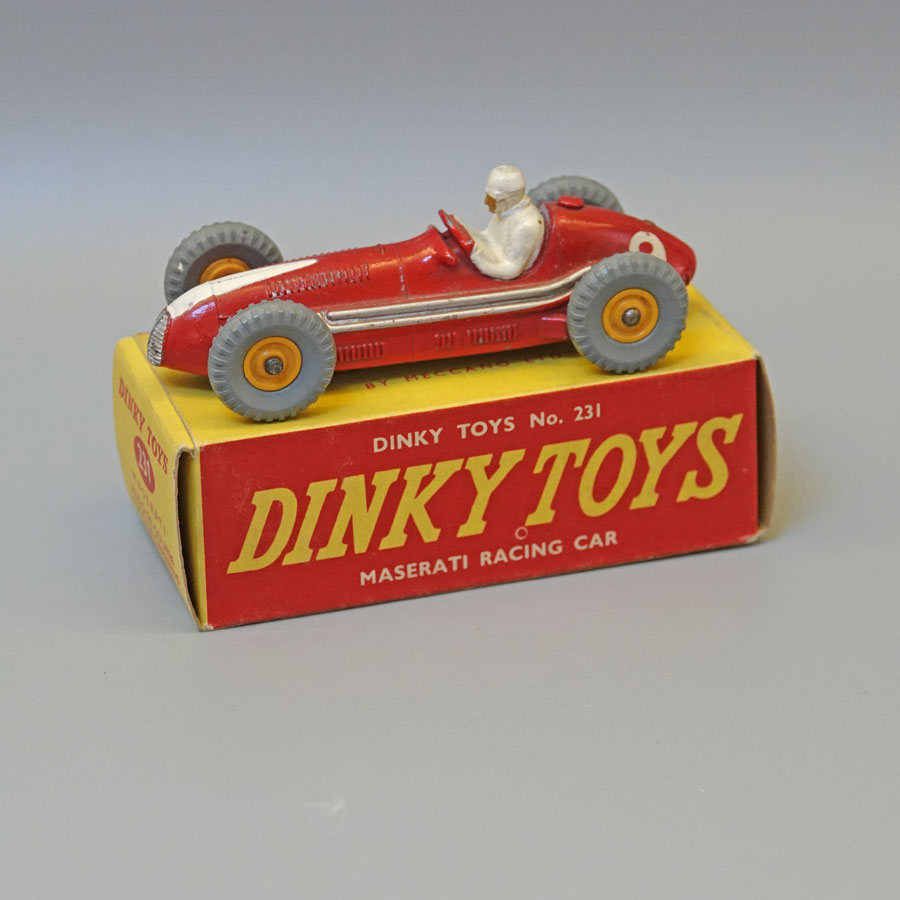 Dinky 231 Maserati racing car red with yellow hubs