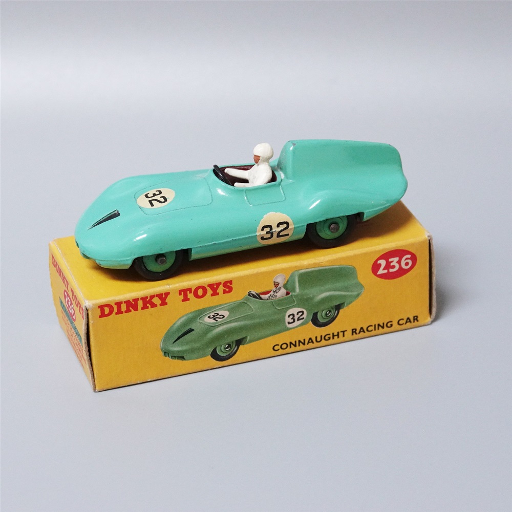 Dinky 236 Connaught racing car white driver green hubs