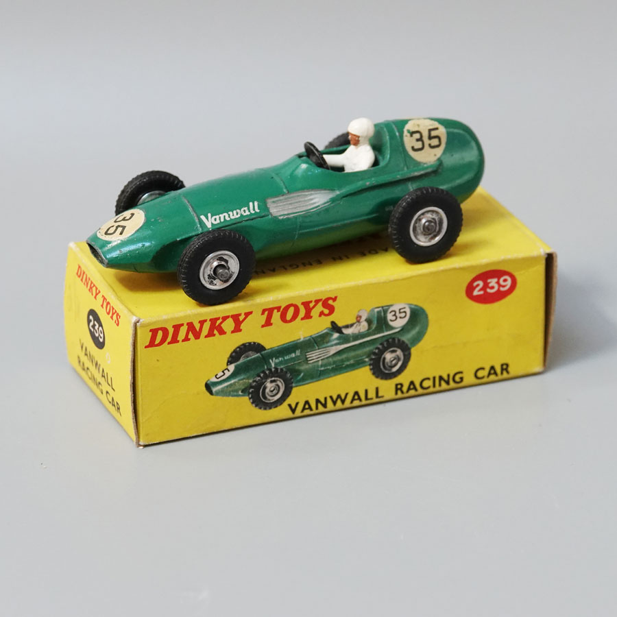 Dinky 239 Vanwall racing car white driver chrome hubs