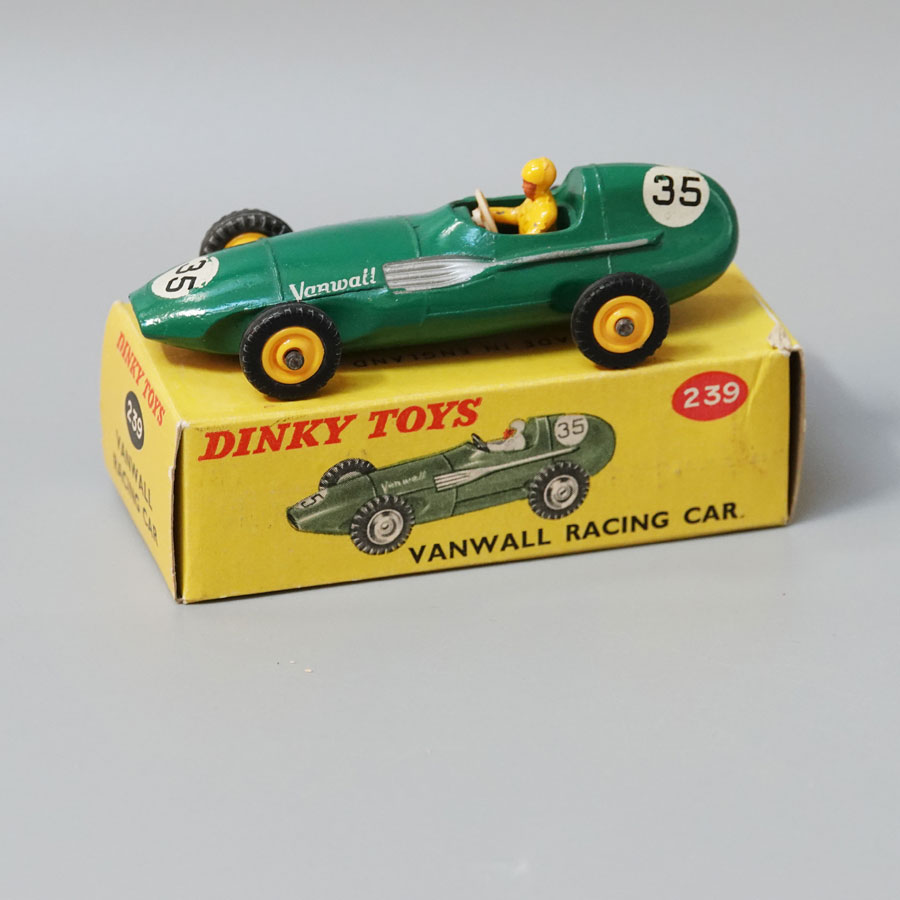 Dinky 239 Vanwall racing car yellow driver yellow hubs