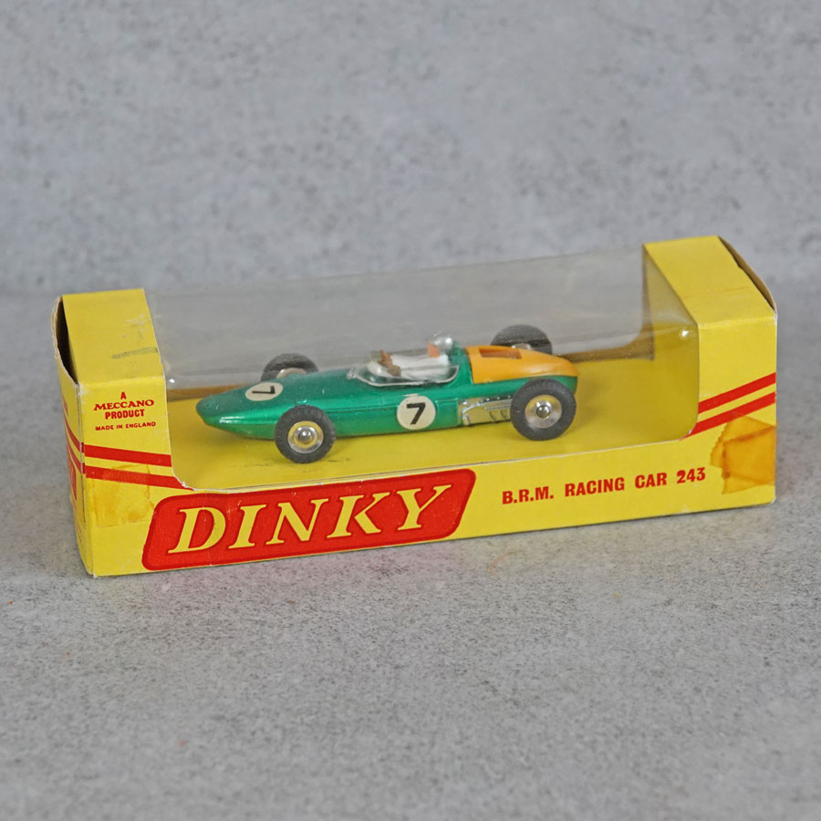 Dinky 243 BRM Racing Car Metallic Green & Yellow #7 US Import Box