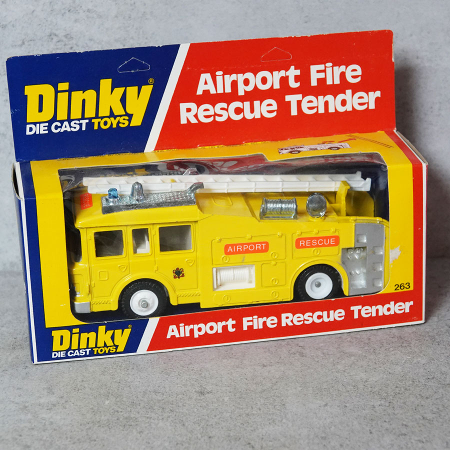 Dinky 263 Airport Fire rescue tender in yellow plastic front box