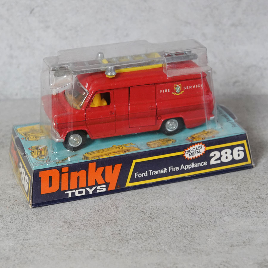 Dinky 286 Ford Transit Fire Appliance yellow interior FIRE SERVICE bubble box