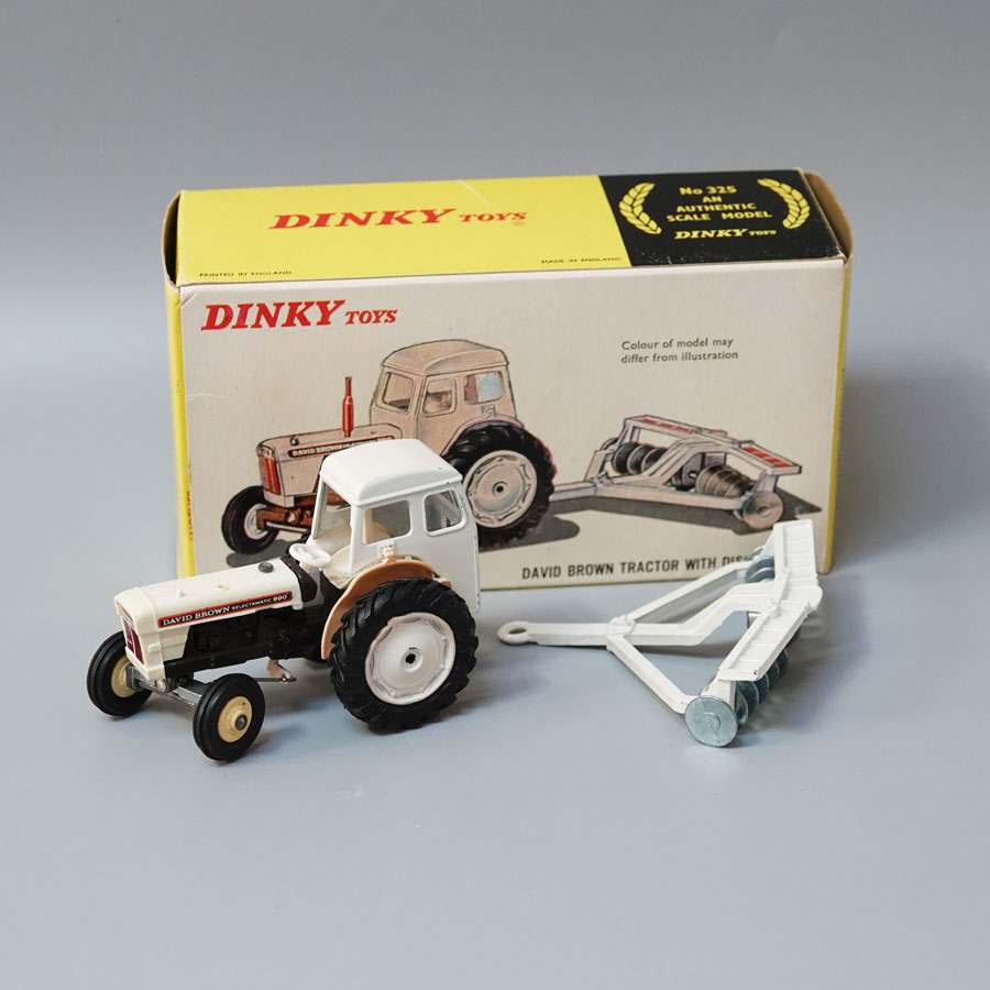Dinky 325 David Brown Tractor with disc harrow