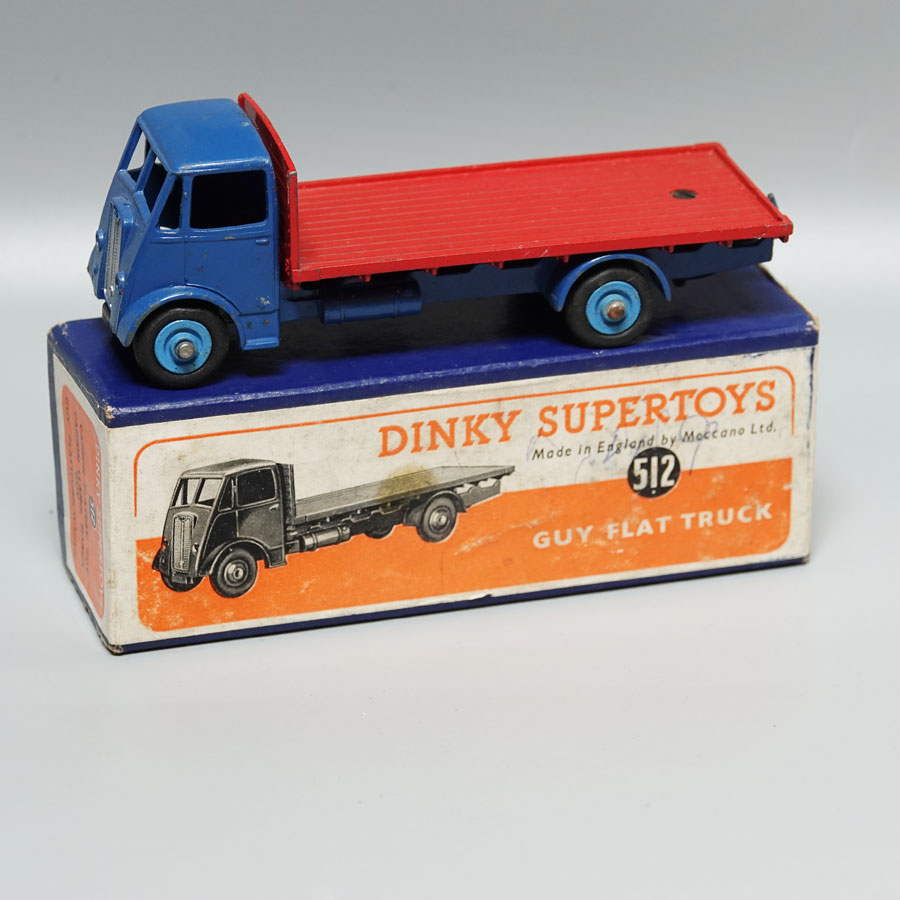 Dinky 512 Guy Flat truck mid blue and red RARE