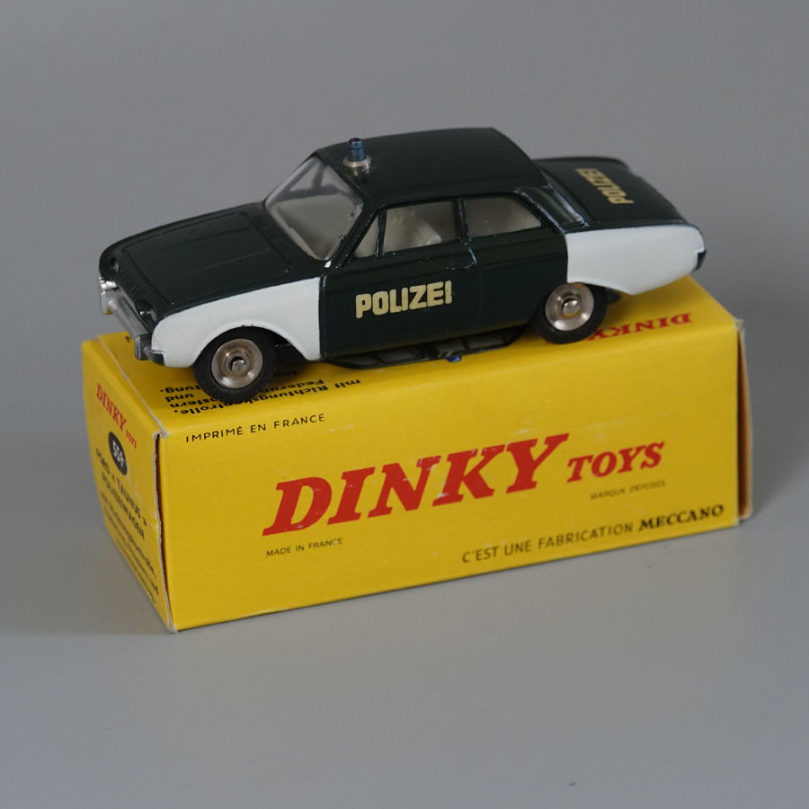 Dinky 551 Ford Taunus 17M Police Car green-white German Export RARE 