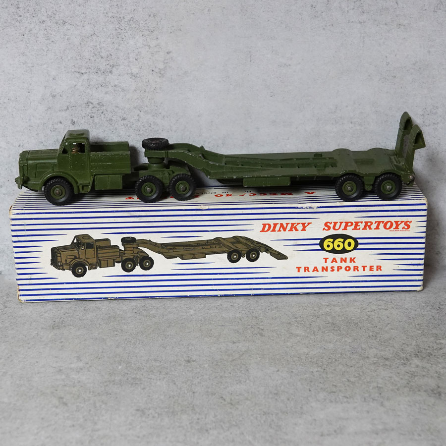 Dinky 660 Tank Transporter matt green stripped box 