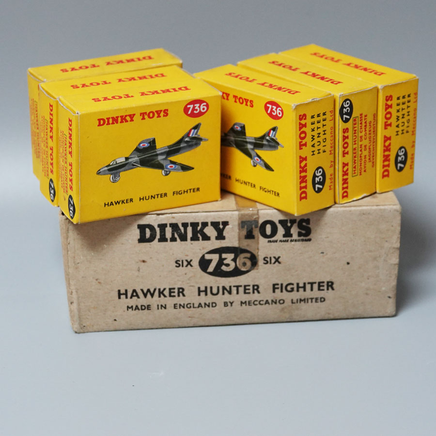 Dinky 736 Hawker Hunter Fighter trade box of 6