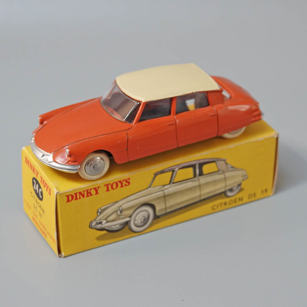 Dinky 24c Citroen DS19 in dull orange cream roof
