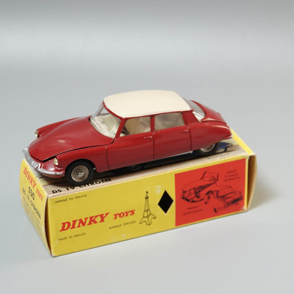 Dinky 530 Citroen DS 19 in deep red cream roof silver base